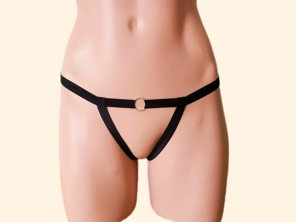 BDSM Crotchless O Ring Thong Lingerie Panty